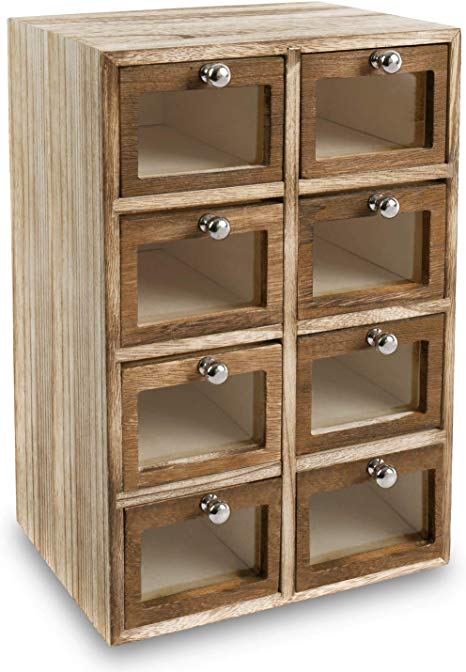 Ikee Design Multifunctional Wood Office Storage Organizer, Jewelry Organizer Chest Cabinet Sewing Box and DIY Craft Project Solution to Your Everyday Needs, 8 3/8" W x 6 5/8" D x 12 7/8" H
