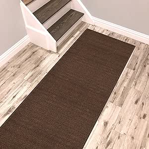 Kapaqua Brown Solid Colored Runner Rug Non Slip Rubber Grip Bottom Pet Friendly Kitchen Hallway Carpet Runner 2x5