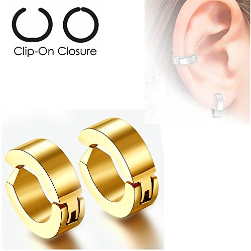 U2U® Pair of 316L Surgical Stainless Steel Non-Piercing Clip On Round Earrings (Colors Optional)