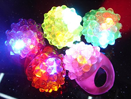 Novelty 48 ct Flashing LED Bumpy Rings Blinking Soft Jelly Glow By C&H