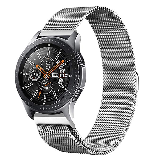 Shangpule Compatible Samsung Galaxy Watch (46mm) Bands, 22mm Milanese Loop Stainless Steel Metal Replacement Bracelet Strap Compatible Gear S3 Classic/Frontier Smartwatch (Silver)