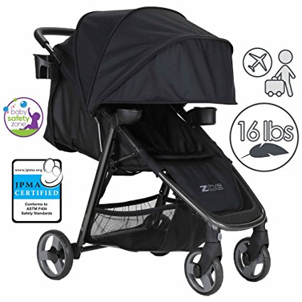 ZOE XLT DELUXE Full-Sized Lightweight Travel & Everyday Umbrella Stroller System (Black)