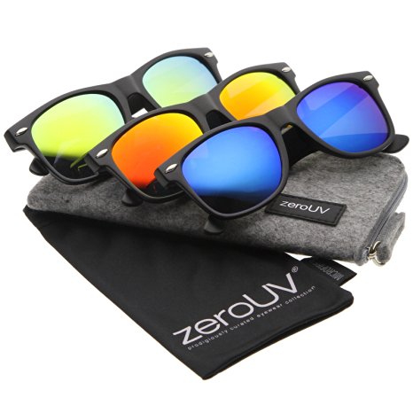 zeroUV - Matte Finish Color Mirror Lens Large Square Horn Rimmed Sunglasses 55mm