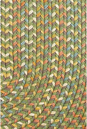 Super Area Rugs Confetti Braided Rug Traditional Rug, Olive, 8' X 11' Oval