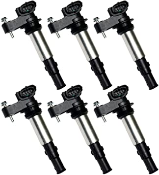 Set of 6 Ignition Coils compatible with Cadillac SRX CTS STS GMC Acadia Buick Chevy Saab Saturn V6 2.8L 3.6L UF375 UF-375