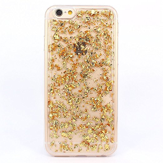 iPhone 6 Case, iPhone 6s Case, BAISRKE Spark Glitter Shine Big Diamond Star Clear Transparent Soft Thickening TPU Back Cover for Apple iPhone 6 6S (4.7 inches) - Gold