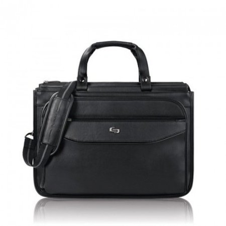 Solo Classic 15.6" Laptop Triple Compartment Briefcase, Black, CLS346-4