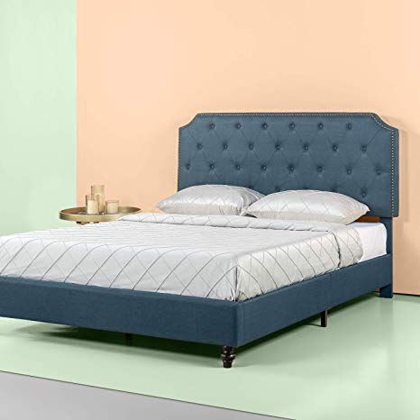 Zinus Andover Upholstered Tufted Bed Frame Nailhead Detail, Full