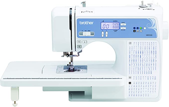 Brother XR9550 Sewing and Quilting Machine, Computerized, 165 Built-in Stitches, LCD Display, Wide Table, 8 Included Presser Feet, White