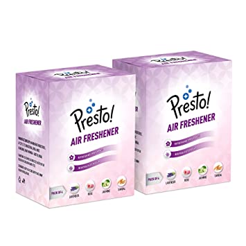 Amazon Brand - Presto! Bathroom Air Freshener Blocks for Long-lasting Fragrance, Assorted Fragrances: Lavender, Rose, Sandal and Jasmine, Pack of 8 (Pack of 4 x 2 Packs)