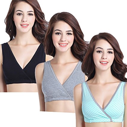 CAKYE Women's Maternity Nursing Bra For Sleep and Breastfeeding 3Pcs/Pack