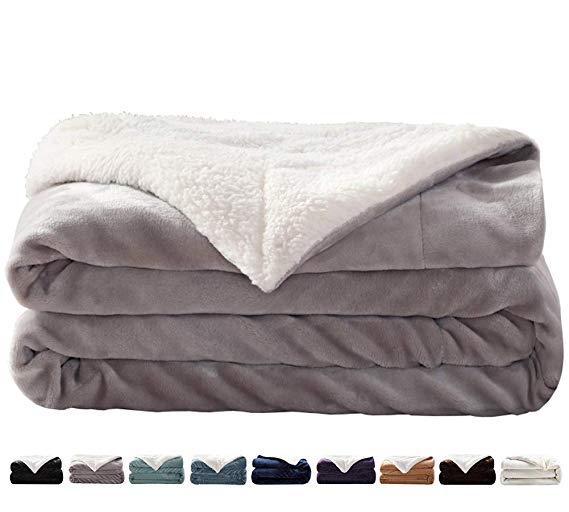 LIANLAM Sherpa Fleece Blanket King Size Dual Sided Blanket Super Soft and Warm Fuzzy Plush Cozy Luxury Big Bed Blankets Microfiber (Grey, 104"x90")