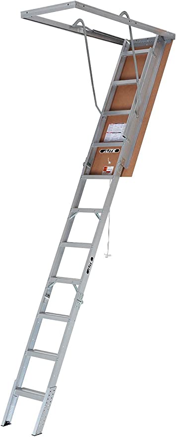 LITE Aluminum Attic Ladder w/ Aluminum Frame, 375 lbs Capacity, 22 1/2” x 54", Type IAA, ALP2210