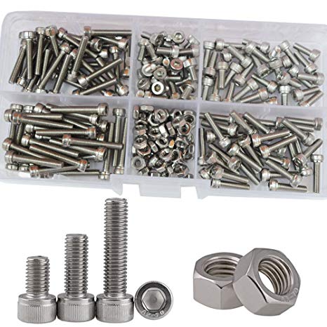 Socket Cap Screw Metric Hex Allen Head Bolt Assortment Kit 210Pcs,304Stainless Steel M3