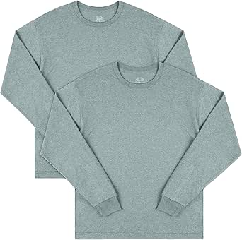 Fruit of the Loom Men's Eversoft Cotton Long Sleeve T Shirts, Breathable & Moisture Wicking with Odor Control