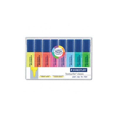 Staedtler Textsurfer Classic Highlighter, Chisel Tip, Blue/Green/Orange/Pink/Purple/Red/Turquoise/Yellow, 8 per Set (364WP8)