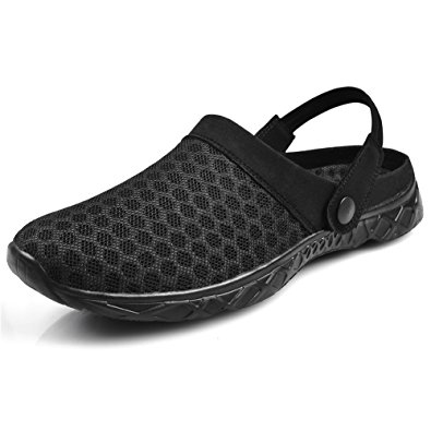 QANSI Men's Classic Summer Breathable Slip on Nursing Garden Clogs Shoes Beach Sandals