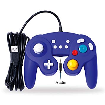 EXLENE Wired USB Controller for Nintendo Switch with Audio Function (3M/10FT), Compatible with PC/PS3, Gamecube Style, Motion Controls, Rumble, Turbo (Blue)