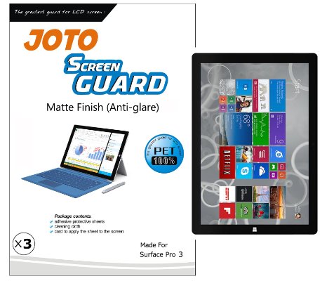 JOTO Screen Protector Film Guard for Microsoft Surface Pro 3 Tablet (12 inch, 3rd generation), Anti Glare, Anti Fingerprint (Matte Finish) with Lifetime Replacement Warranty (3 Pack)
