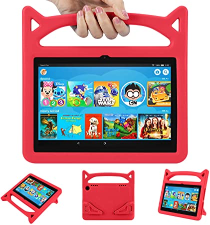 2020 8 inch Tablet Case for Kids/ 8 Plus Case-Auorld Kids-Proof Light Weight Protective Case with Handle for 8 inch Tablet 2020(Red)