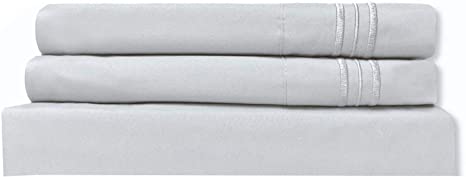 Ruthy's Textile Bed Sheet Set Hotel Luxury Brushed Microfiber 1800 Bedding - Wrinkle, Fade, Stain Resistant - Hypoallergenic, Soft - Deep Pockets Sheets & Pillow Case Set - 4 Piece (Light, Grey, King)