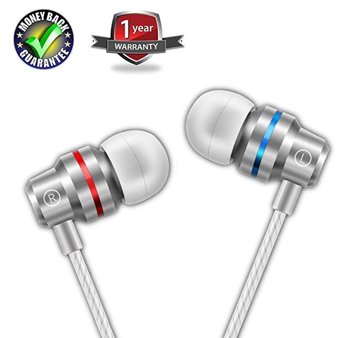 Earbuds Ear Buds in Ear Headphones Wired Earphones with Microphone Mic Stereo and Volume Control Waterproof Wired Earphone for iPhone Samsung Android Mp3 Players Tablet Laptop 3.5mm Audio