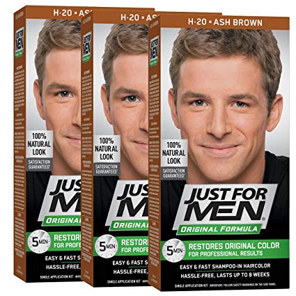 Just For Men Original Formula Men's Hair Color, Ash Brown (Pack of 3)