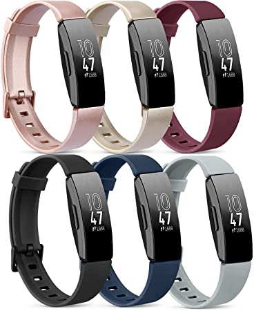 [6 Pack] Silicone Bands Compatible with Fitbit Inspire HR Fitbit Inspire Fitbit Ace 2, Replacement Fitbit Inspire HR Heart Rate and Fitness Tracker Sport Wristbands for Women Men