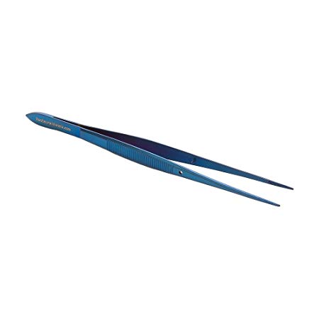 6.3" Tweezers, Food Tweezers, Presentation Tweezers, Food Grade Tweezers - Perfect Point Straight - Titanium Blue - 1ct Box - Restaurantware