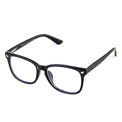 Cyxus Blue Light Blocking [Spring Hinge] Glasses, Clear Lens (Black)