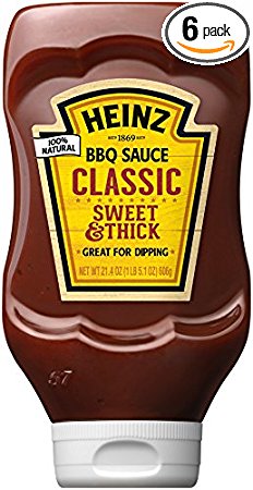 Heinz BBQ Sauce, Sweet & Thick Classic BBQ Sauce, 21.4 ounce squeezable bottle(Pack of 6)