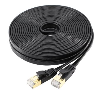 Cat7 Ethernet Cable Flat jadaol Shielded STP with Snagless Rj45 Connectors - 25 Feet Black 762 meters