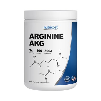 Nutricost Arginine AKG Powder 300 Grams (AAKG) - 3G Per Serving & 100 Servings - Pure Arginine Alpha Ketoglutarate