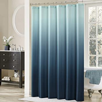 DS CURTAIN Ombre Blue Microfiber Fabric Shower Curtains,Printed Waterproof Polyester Shower Curtain for Bathroom,54" W x 72" H