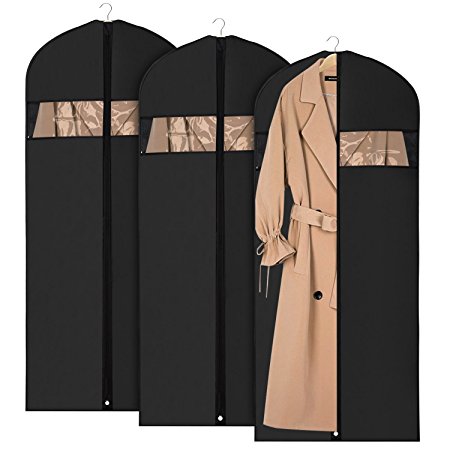 Univivi Garment Bag Suit Bag for Storage and Travel 60 inch, Anti-Moth Protector, Washable Suit Cover for Dresses,Suits,Coats,Set of 3