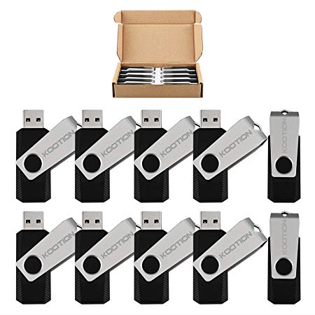 KOOTION 10pcs 4GB Flash Drive Swivel Design Fashion USB 2.0 U Stick Bulk Memory Stick 10 Pack in Black