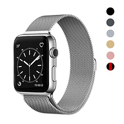 OSUVOX Compatible for IWatch Band, 38mm/40mm 42mm/44mm, Stainless Steel Loop Magnetic Band Compatible with Iwatch Series 4/3/2/1 (Sliver, 38mm/40mm)
