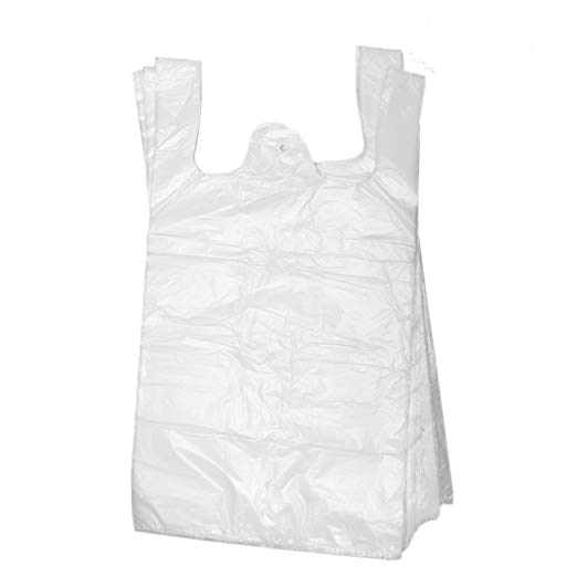 Plastic T Shirt Bags, Shopping Bags, Merchandise Bags,Plain Grocery Bags, kitchen trash bags, Reusable Grocery Plastic Bags 100 Count