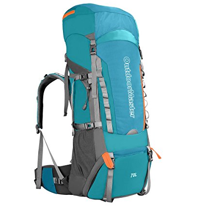 OutdoorMaster 70L   5L Hiking Backpack - Internal Frame with Waterproof Cover