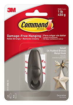 Command Forever Classic Metal Hook, Small, Oil Rubbed Bronze, 1-Hook (FC11-ORB)