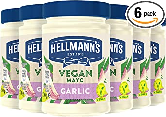 Hellmann's Vegan Garlic Mayo condiment for sandwiches, wraps and salads 270 g (Pack of 6)