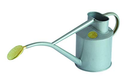 Haws Indoor Metal 2-Pint/1-Liter Watering Can with Rose and Gift Box, Titanium
