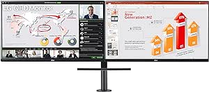 LG 27QP88D-B2 27 Inch Dual Ergo Monitor with QHD IPS 5ms 75Hz Display with USB Type C and Dasiy Chain, AMD Freesync, Black