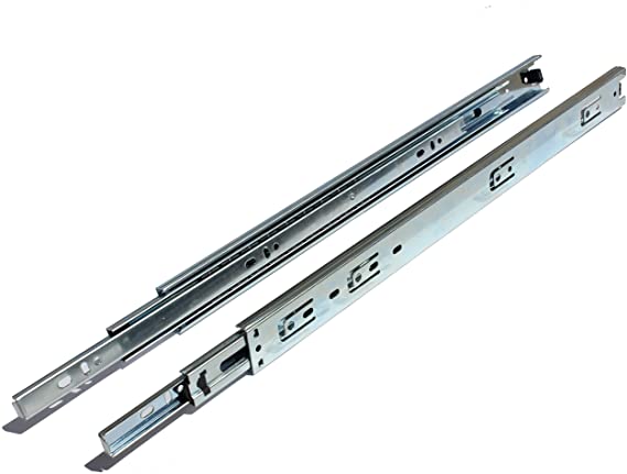 GlideRite Hardware 2035-ZC-1 20 inch 70 lb 1 inch 1 Pack 20" Side Mount 35mm Full Extension Drawer Slides with 1" Over-Travel, Silver