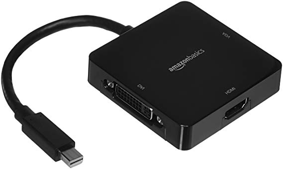 AmazonBasics Mini DisplayPort to HDMI/DVI/VGA Adapter - Black