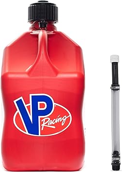 VP Racing 5.5-Gallon Square Motorsport Racing Jug and 14 inch Deluxe Hose Kit and Multipurpose Cap, Red