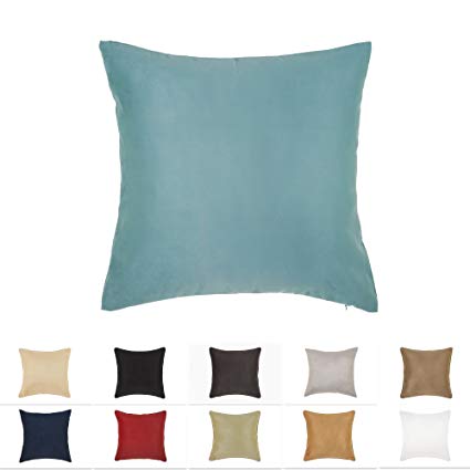DreamHome 20 X 20 Inches Aqua Color Faux Suede Decorative Pillow Cover, Throw Pillow Case with Hidden Zipper, Super Soft Faux Suede On Both Sides