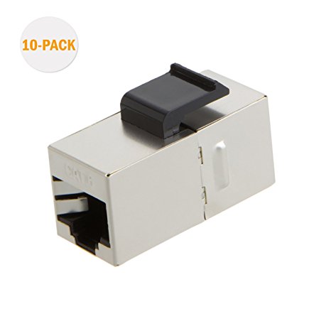 CableCreation 10-PACK Cat6 Shielded Inline Modular Coupler with Keystone Latch, RJ45 Modular Coupler for Panel Connection,Cat6 8P/8C Female to Female Class E