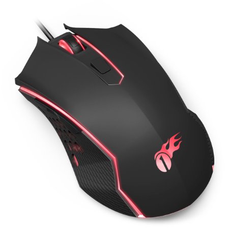 1byone 6 Buttons Optical Gaming Mouse with 4 Adjustable DPI and Rubber Polish Surface, Black