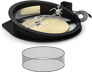 Skyflame 2 in 1 Black Coated Steel Rotisserie Kit with Pizza Ring Compatible with 22 1/2" Weber Kettle Grills - Including Electric Motor, Spit Rod, Pizza Stone, Pizza Ring